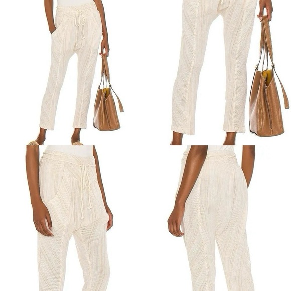 Free People Roll With It Harem Tie Waist Cotton Pants in Sunbleached Combo - Picture 2 of 2